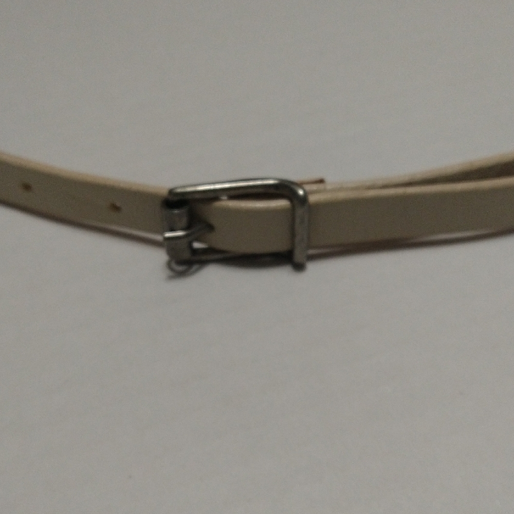 Elegant Cream Narrow Silver Studded Belt Size M/L